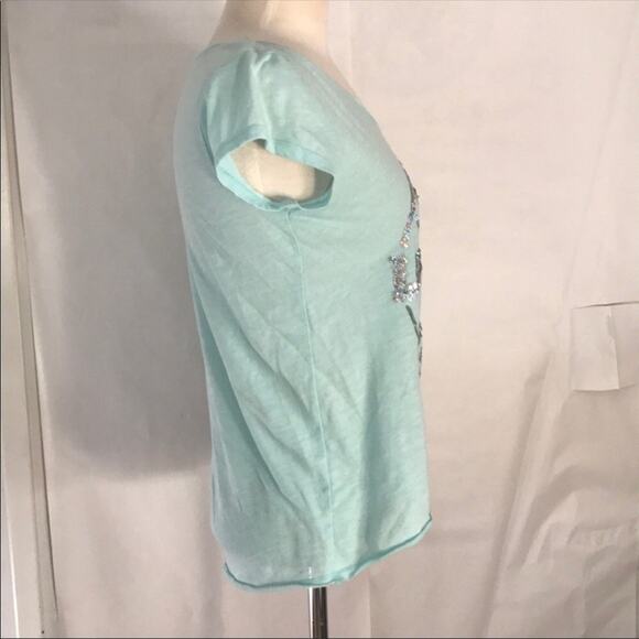 Scoop Necks Tee Short Sleeve Tops Baby Blue Small - Picture 3 of 6